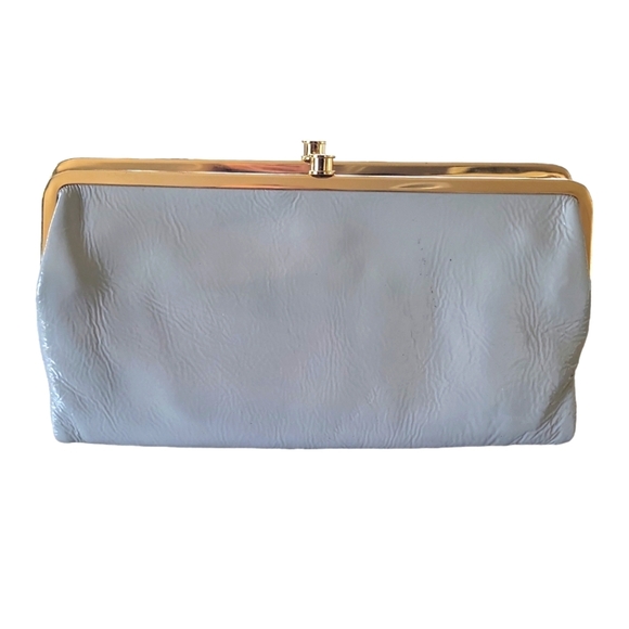 HOBO Handbags - Hobo Lauren double kiss clutch wallet light gray gold tone hardware